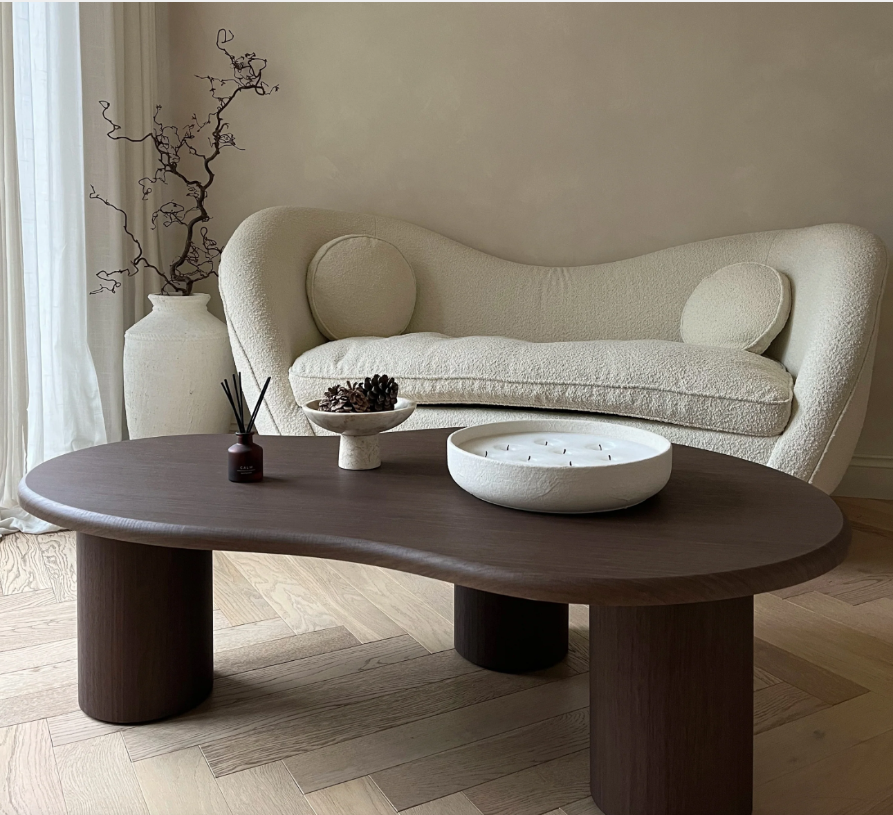 Savanna Large Dark Wood Irregular Wooden Coffee Table