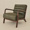 Hudson Leather Accent Chair Olive & Dark Wood