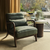 Hudson Leather Accent Chair Olive & Dark Wood