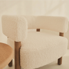 Cara Boucle Accent Chair Ivory & Warm Wood