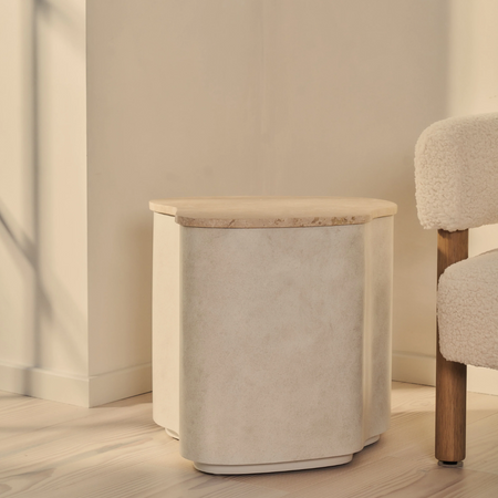 Arlo Beige Travertine Irregular Concrete Premium Side Table