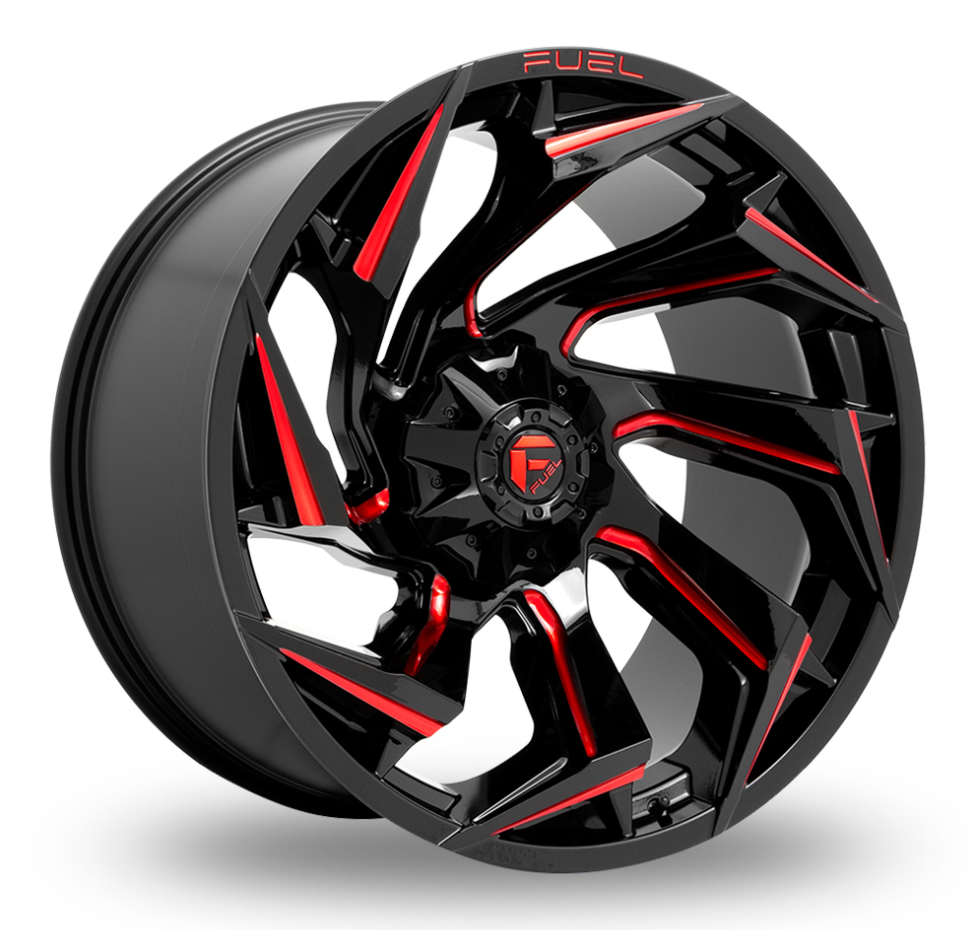 Fuel Off-Road D755 Reaction Gloss Black Milled With Red Tint
