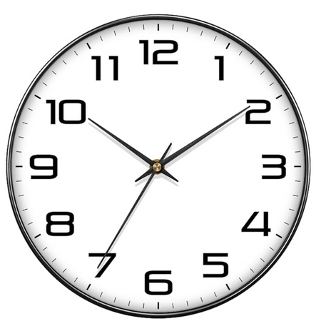 8 Inch Modern Wall Clocks Battery Operated - Silent Non Ticking Quartz Analog Clock with Large Numbers, Easy to Read Digital Wall Clock for Bedroom, Living Room, Kitchen, Office, Gym, Black