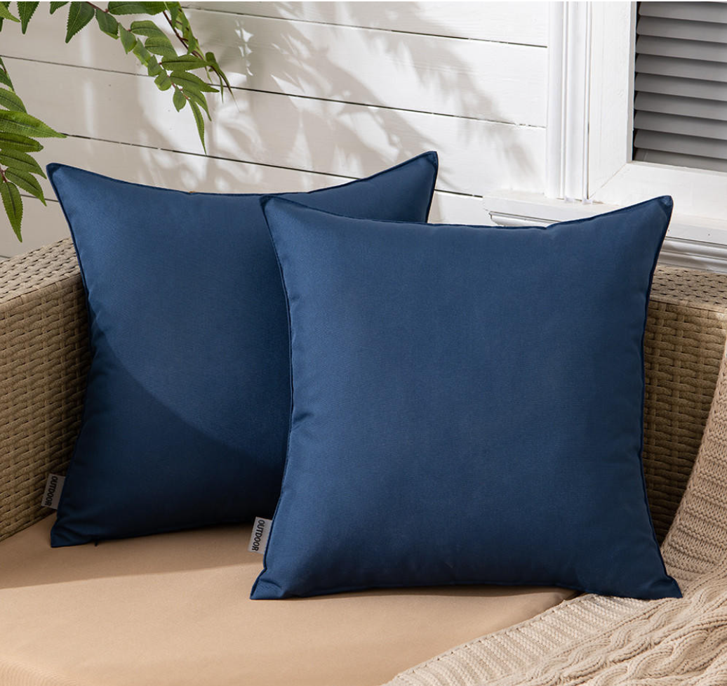 Set of 2 Outdoor Cushions with Waterproof Covers Included